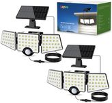 Lepro Solar Flood Lights Outdoor, WL5000 Motion Activated Security Lights, Separate Solar Panel, 3 Adjustable Head 270° Wide Lighting Angle, IP65 Waterproof Wall Lamp for Porch Yard Garage, 2 Packs