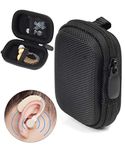 Designed Protective Case for Hearing Aid, Hearing Amplifier, Personal Sound Amplifier, Hearing Device, Listening Device, Strong Mini Case with Mesh pocket, Universal design (Ballistic Black)