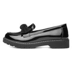 Lilley Rosita Kids Black Patent Bow Loafer - Size 4 UK - Black