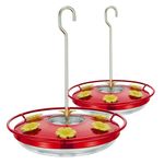 Kingsyard 2 Pack Hummingbird Feeder for Outdoors Hanging, Built-in Ant Moat - Circular Perch - 6 Feeding Ports, Easy to Refill & Clean, Great for Attracting Hummer Birds (12 Oz/Pack)