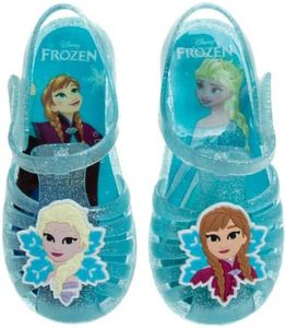 Disney Girls Favorite Characters Jelly Sandals - Ballet Summer Slides Beach Water Slip On, Blue Aqua (10 Medium, Toddler)
