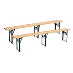 The Fellie Folding Wooden Bench Patio Trestle Beer Bench 2PC Outdoor Bench Seat for Holiday Party, Garden, Camping, Picnic 217 x 24.5 x 46 cm