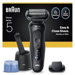 Braun Series 5 Electric Shaver, Up to 50 min, 4in1 SmartCare Center, +1 Attachment, Cordless, Wet & Dry Razor for Men, 100% Waterproof, 52-N7200CC, Black