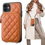 Bocasal Crossbody Wallet Case for iPhone 11, RFID Blocking PU Leather Zipper Handbag Purse Flip Cover, Kickstand Folio Case with Card Slots Holder Wrist Strap Lanyard 6.1 Inch (Brown)