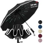 Inverted Umbrella Automatic 24-Rib Ultra-Sturdy Windproof Umbrella- Reverse Folding, Compact & Versatile, Weatherproof, Quick Dry, Wind-Resistant, Multiple Scenarios Travel Golf