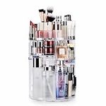 Auxmir Makeup Organiser, 360 Degree Rotating Beauty Organizer for Cosmetic Perfume Jewellery, Revolving Make Up Storage with 7 Adjustable Layers on Stand Spinning for Vanity Table Bedroom, Crystal