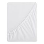 Aisbo Double Fitted Sheet White - Extra Deep Pocket Bed Sheet 16 inch 40 cm - Microfiber Bottom Sheet, 135x190cm