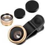 POPETPOP Phone Camera Lens- 3 in 1 Cell Phone Camera Lens Kit Phone Lens Kit with Super Wide Angle Macro Fisheye for Smartphone Camera