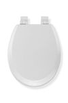 Croydex Carron Wooden Toilet Seat Soft Close, No Movement Grip Pad Technology, Adjustable Hinges, Bottom Fix, Treated Surface, Fit All Standard Toilets, All Fittings Included, White Wood