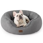 Bedsure Small Dog Bed Washable - Large Cat Beds for Indoor Cats and Puppy, Round Dog Bed Sofa for Medium Dogs with Slip-Resistant Bottom, Grey, 76x61x20cm