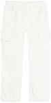 Mud Kingdom Boys Cargo Joggers Pant Elastic Waist with Hoop Pull On Outdoor Woven with Pockets, White, 12