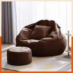 Pi Bean Bags with Beans Filled 4XL Luxura Elite Bean Bag Sofa with Free Cushion and Footrest - Official : SnuggleSphere Combo (Matching Color : Regular, Brown)