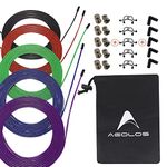 AEOLOS Speed Jump Rope Replacement Cable, 5 Pack 10ft Stainless Steel Ultra Speed Cables Nylon Polymer Coating Maximum Speed Lightweight Durability (Black/Blue/Green/Red/Purple)