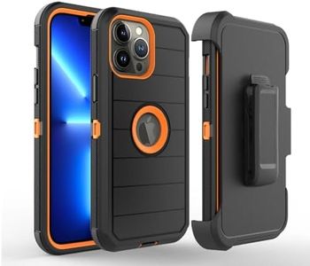 GuardianSeal Impact-Resistant Case Heavy Duty with Holster Belt Clip This Case is Full Protective Mobile Back Cover. Orange on Black Color.