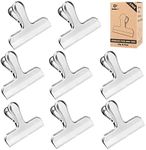 Pack of 8 Bag Clips | Stainless Steel and Heavy Duty Metal Bag Clip | Tightly Seals Chip, Coffee, Bread or Cereal Bags to Keep Food Fresh | for Home, Kitchen, Office, Pantry, Camping