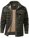 Mr.Stream Men's Padded Lumberjack Casual Long Sleeve Plaid Flannel Fur Lined Button Warm Shirt Sherp Jacket 3251 Dark Green L