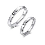 BUUFAN 2PCS Couple Promise Rings Set Sun and Moon High Polish Opening Rings for Lovers Best Friends