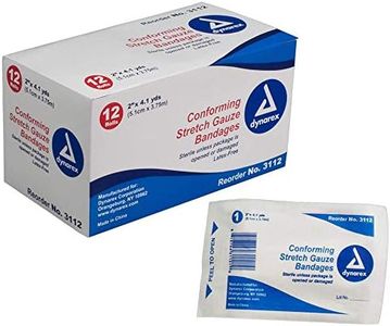 Dynarex Stretch Gauze Bandages, 2" x 4.1 yds, Sterile & Latex-Free, Wound Care in Medical and Home Environments, 1 Box of 12 Dynarex Stretch Gauze Bandages