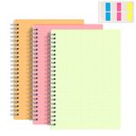 RETTACY Graph Paper Notebook 3-Pack - A5 Graph Grid Spiral Notebook with 160 Pages per Pack, Notebooks for School, Homework, Math, 100 GSM Premium Acid-Free Paper, Twin-Wire Binding, 5.7" × 8.22"