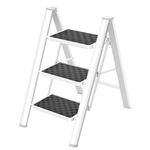 HBTower 3 Step Ladder Folding Step Stool, 330 Lbs Capacity Step Stool for Adults,Lightweight Portable Folding Step Stool Ladder with Anti-Slip Wide Pedals Household Office, White