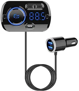 Bluetooth FM Transmitter for Car, Wireless Radio Adapter Car Music Player Car Receiver with Bluetooth FM Frequency Support Hands Free Call ,Car Charger Dual USB Port,TF Card/ AUX