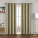 HOMEMONDE 70% Light Blocking Long Door 8 Feet Solid Opaque Curtains - Heavy Polyester Blackout Drapes Set, Thermal Insulation, Hangs with Eyelet - (Beige - 96 Inches)