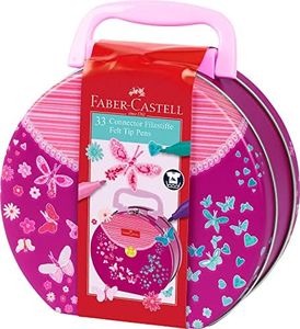 Faber-Castell Connector Pen Colour Markers Assorted - Gift Set Handbag Tin of 33 (63-155537), Multicolor