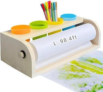 WAYUTO Tisch-Papierrollenspender aus Holz mit Papierrolle und Stifthalter, Tassen, Bastelpapierrollenspender, Desktop-Papierrollenhalter, Papierrollenstaffelei, Kunstpapierrollenständer für Kinder