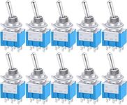 Taiss/10 Pcs Toggle Switch AC 125V 6A Amps ON/OFF/ON 3 Position 6 Pin DPDT MTS-203