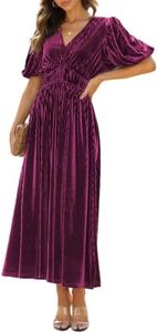 Maxigerui Women's Velvet Wedding Guest Dress Formal Maxi Dress Purple S