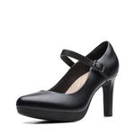 Clarks Women's Ambyr Shine Pump, Black Leather, 5 UK