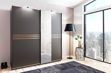 Wimex BONN 2 Door Lava Colour Sliding Wardrobe German Made Mirrored Bedroom Furniture Modern Mirror (Lava)