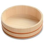 Kichgather 10.6 Inch Wooden Sushi Rice Bowl Hangiri Sushi Oke Rice Mixing Tub