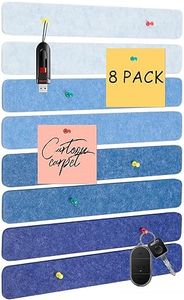 8 Pcs Felt Pin Board Bar Strips Bulletin Board for Bedrooms Offices Home Wall Decoration, Notice Board Self Adhesive Cork Board with 50 Push Pins for Paste Notes, Photos, Schedules (Multi-Blue)
