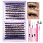 Lash Extension Kit 320Pcs Lash Clusters Kit D Curl Cluster Eyelash Extensions Kit 30D+40D Individual Lashes Kit with Lash Bond and Seal Lash Tweezers DIY at Home by GVEFETIEE (0.07D-9-16MIX KIT)