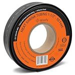 Wirefy 1-1/2" Heat Shrink Tubing - Large Diameter - 3:1 Ratio - Adhesive Lined - Industrial Heat-Shrink Tubing - Black - 50 Feet Roll