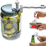 Adjustable Jar Opener Multi-Function Vacuum Can Key Lid & Bottle Cap Opener Tool for Seniors Mason Jar Openers No Lid Dents or Damage - All Stainless Steel Thickened Material, Made For Lifetime
