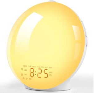 Despertador Luz, Wake Up Light con Simulación de Amanecer y Atardece, 20 Niveles de Brillo, 2 Alarmas, Función Snooze, 14 Luces de Colores, 8 Sonidos Naturales, Radio FM, Regalo Para Niños y Adultos
