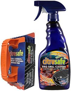 CitruSafe Grill Cleaning Kit - BBQ Grill Cleaner (16oz) and BBQ Grill Scrubber with 3 Heavy Duty Replaceable Scrubber Pads - Formulated to Safely Clean Burnt Food and Grease Off of Grill Surfaces