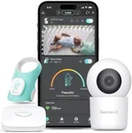 Sense-U Baby Sock Shoe Bundle Smart Baby Monitor: Sock Shoe Plus 2K PTZ Camera - Track Heart Rate, Oxygen, Sleep Movement, Heartbeat, Pan-Tilt-Zoom Video, AI Cry Detection, Audio, FSA/HSA Eligible