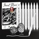 ABEIER White Marker Pen, 8 pack Acrylic White Paint Marker Permanent Marker,0.7mm Extra-fine Tip, Water Based Ink, White Paint Pens for Black Paper,Rock, Wood, Fabric, Tire, Glass,Ceramic,Plastic