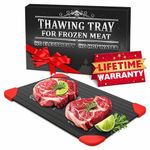 Defrosting Tray for Frozen Meat - 14x8 High Thermal Conductivity Thawing Tray for Frozen Meat with Silicone Corners, Hanging Hole - Easy to Clean Non Stick Aluminum Thawing Plate for Fast Defrosting