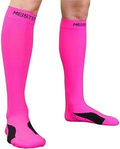 Meister Graduated 20-25mmHg Compression Running Socks for Shin Splints (Pair) - Pink - Large