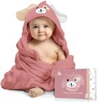 FOREVERPURE Baby Hooded Towel, Viscose Made from Bamboo, Soft and Absorbent, Extra Large 35 x 35 Inches, Newborn Infant Bath Towel, Mauve Rose