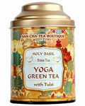 SAN-CHA Tea Boutique, Tulsi Green Tea, Yoga Tea, Immunity Boosting (100X3 Cups), 100% Rainforest Alliance Certified, Green Tea Immunity, Tulsi Tea Detox - Loose Leaves, 100 Gram