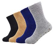 Bienvenu Men's 4 Pack Winter Thick Socks Warm Comfort Soft Fuzzy Floor Socks, Multi Color, One Size