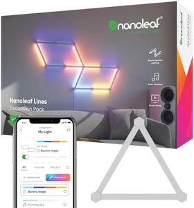 Nanoleaf Lines WiFi Smart RGBW 16M+ Color LED Dimmable Gaming and Home Decor Wall Lights Expansion Pack (3 LED Light Lines) (60 Degree Expansion (3 Pack))