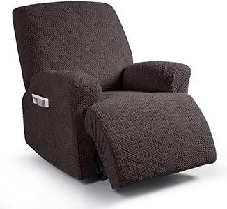 Ruaozz Recliner Sofa Covers Recliner Chair Covers Couch Covers for Reclining Couches with Pockets Washable Furniture Protector with Elastic Bottom (1 Seater, Chocolate)