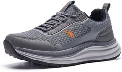 Men's Orthopedic Waterproof Running Shoes: Adjustable Fit Orthotic Ergonomic Plantar Fasciitis Foot Pain Relief Walking Shoes, Supportive Breathable Outdoor Golf Standing Trail Sneakers Grey Size 8