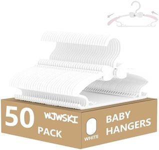 Baby Hangers 50 Pack, 11-14.5" Adjustable Kid Hangers for Newborn Closet, Plastic Non-Slip Small Infant Hanger for Toddler Pant, Child Coat Hanger for Boy Nursery Clothing, Girl Dresses, White